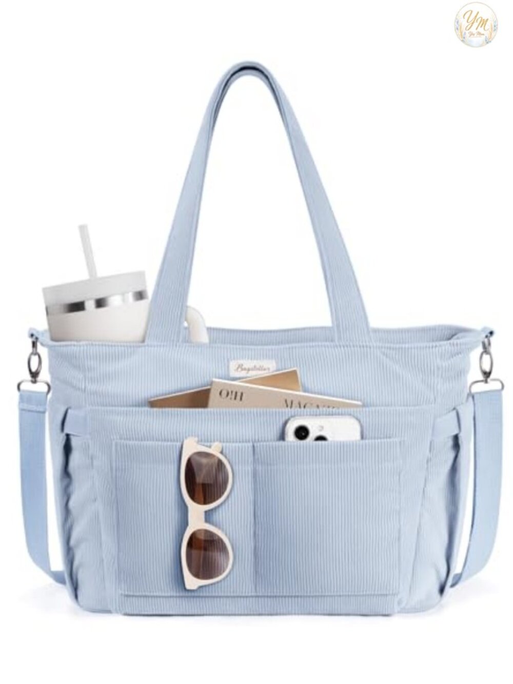 Corduroy Tote Bag with 17 Pockets Laptop Work Tote Machine Washable